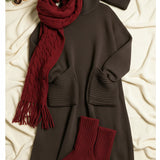 Genna - High-Neck Long-Sleeve Casual Loose Knit Dress