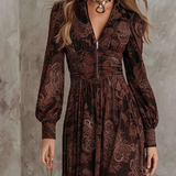 Marlene | Paisley Zip-Neck Midi Dress