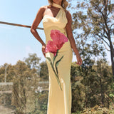 LILAH - YELLOW MESH MAXI DRESS