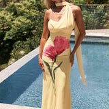 LILAH - YELLOW MESH MAXI DRESS