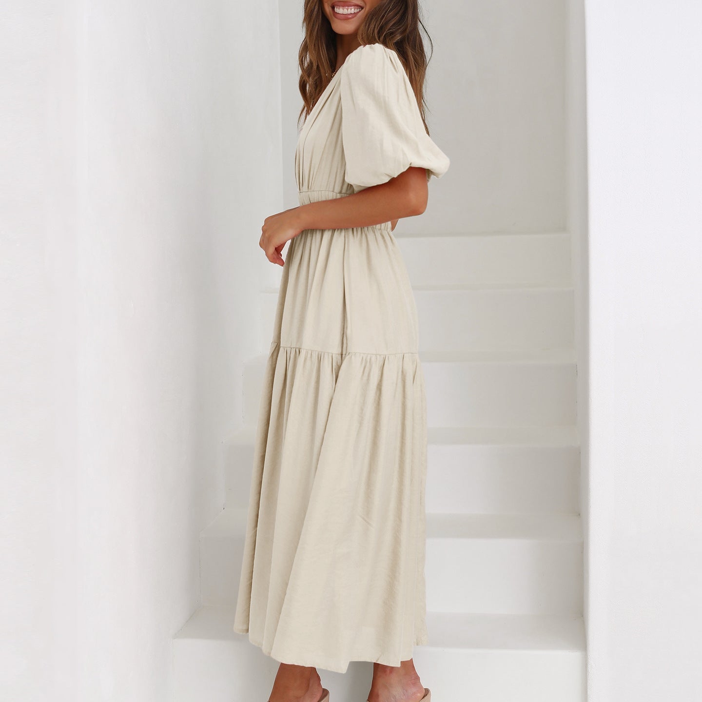 Bethany - Puff Sleeves Maxi Dress