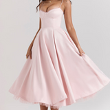 Luce - Satin Tulle Midi Dress