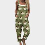 Mathilde | Dungarees with Rural Cockerel Print