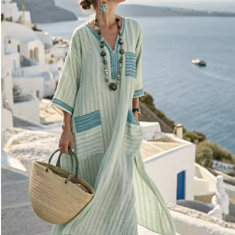 Ariella | Plus Size Striped Patchwork Maxi Dress