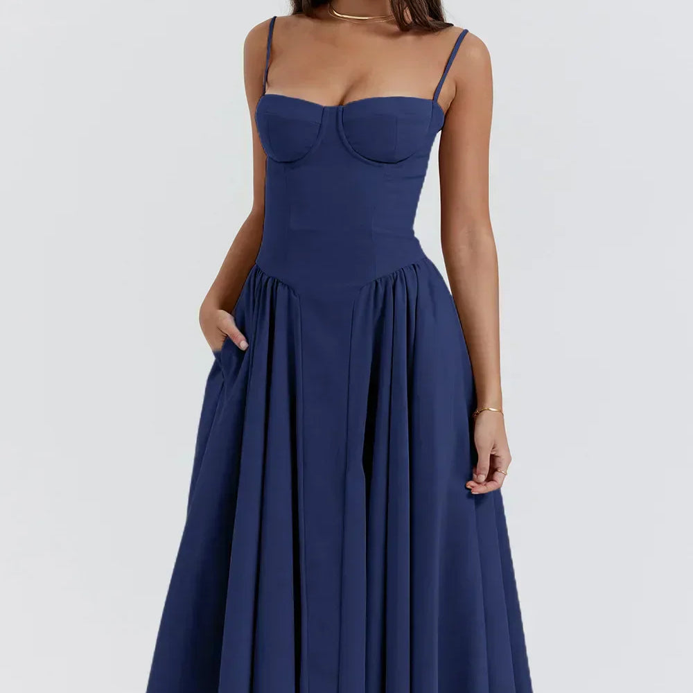 Nina - Sleeveless Corset Midi Dress