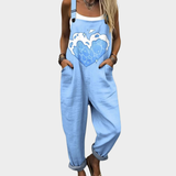 Wilhelmine | Dungarees with Heart Motif Print