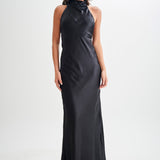 Aisha™ – Satin maxi dress with waterfall neckline