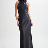 Aisha™ – Satin maxi dress with waterfall neckline