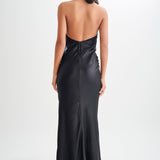 Aisha™ – Satin maxi dress with waterfall neckline