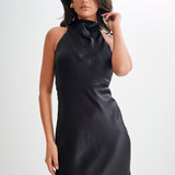 Aisha™ – Satin maxi dress with waterfall neckline