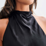 Aisha™ – Satin maxi dress with waterfall neckline