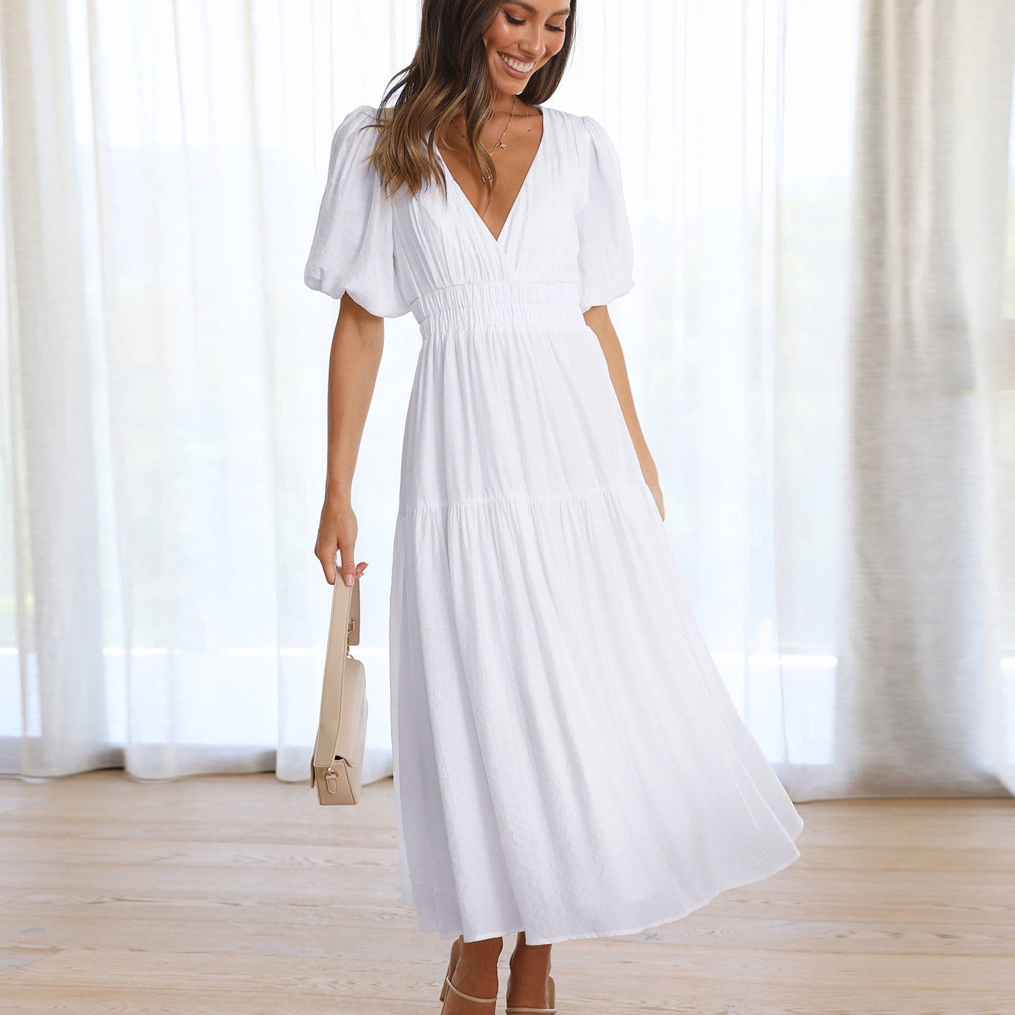 Bethany - Puff Sleeves Maxi Dress