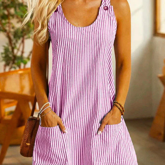 Terri - Striped Mini Dress With Pockets
