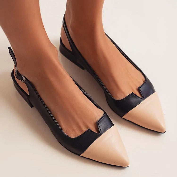 BELLARA - POINTED BALLET FLATS WITH BI-COLOR DETAIL