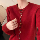 Beatrice - Classic Crew Neck Buttoned Knitted Cardigan