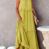 Ilona - Halterneck Dress With Ruffles and Maxi Pockets