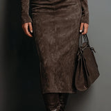 Ava | Suede Midi Dress