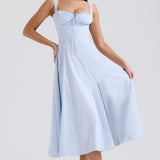 AURORA - LACE-UP CORSET MIDI DRESS