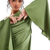 Asyntha™ | One-shoulder bell-sleeve maxi dress