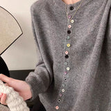 Beatrice - Classic Crew Neck Buttoned Knitted Cardigan