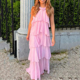 Eryndra ™ | Halterneck maxi dress with ruffles