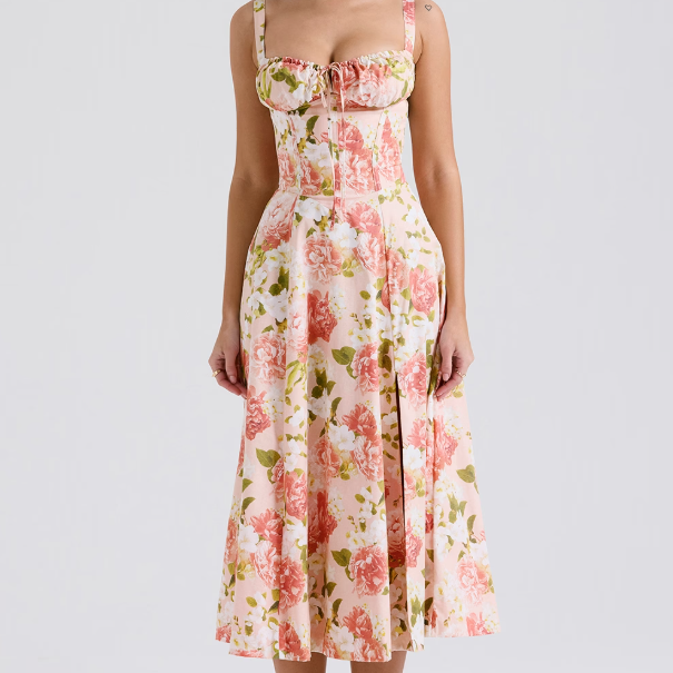 AURORA - LACE-UP CORSET MIDI DRESS