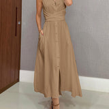 Romaine - Elegant Midi Dress with Belly Coverage