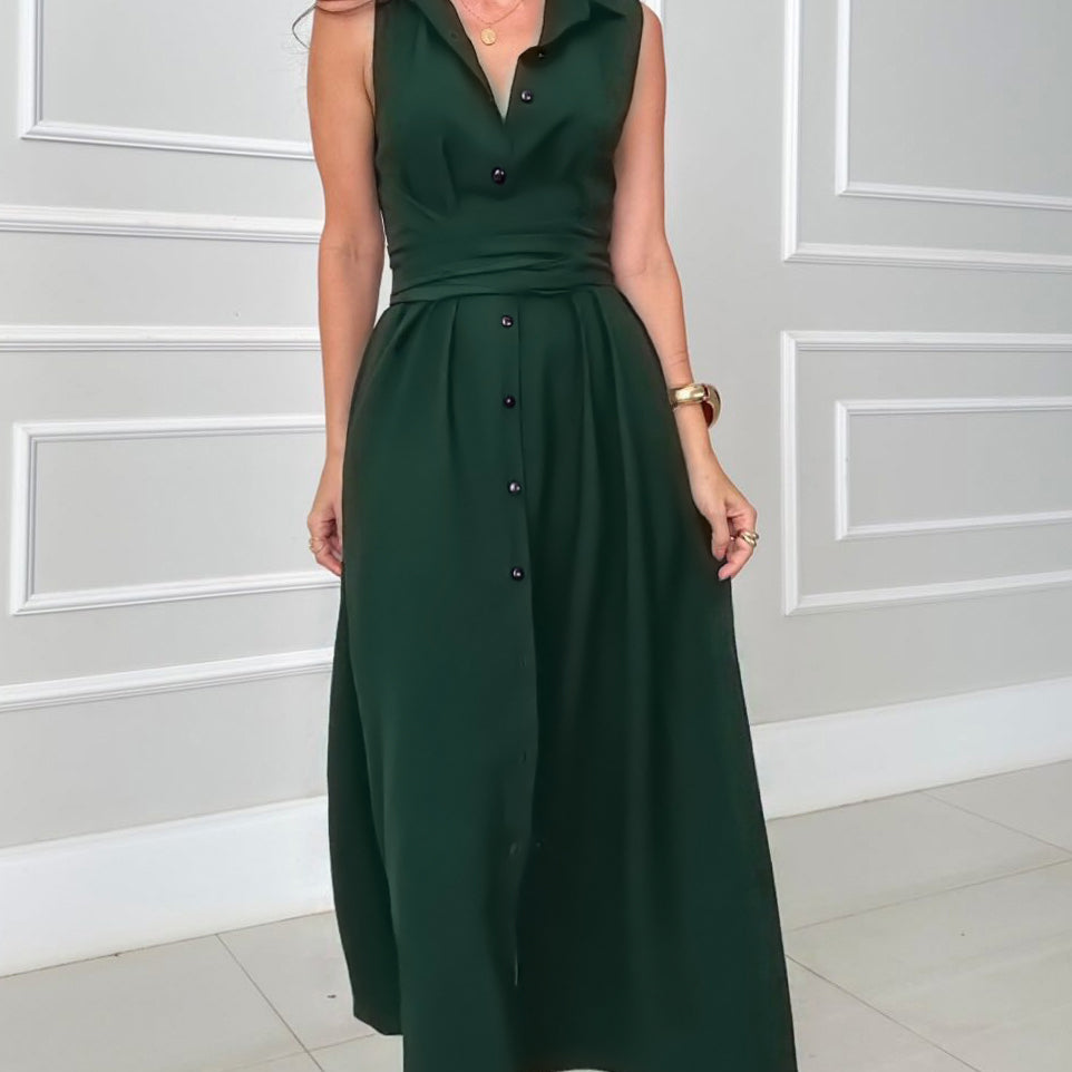 Romaine - Elegant Midi Dress with Belly Coverage