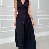 Romaine - Elegant Midi Dress with Belly Coverage