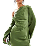 Asyntha™ | One-shoulder bell-sleeve maxi dress