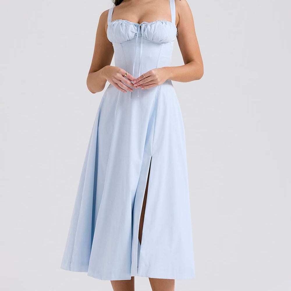 AURORA - LACE-UP CORSET MIDI DRESS