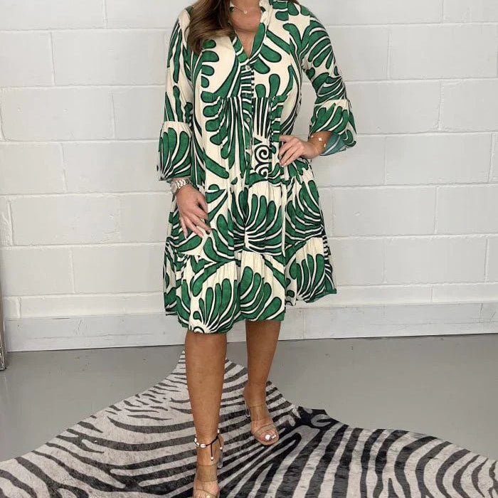 Fenella - Printed V Neck Midi Dress