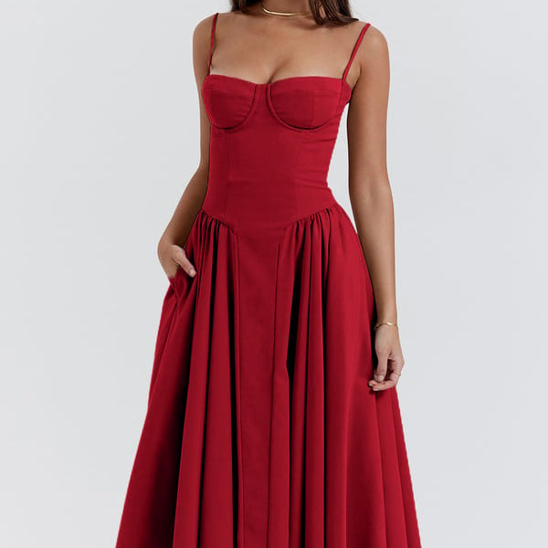 Nina - Sleeveless Corset Midi Dress