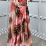 Lilliagirl-  Chiffon Printed Off-Shoulder Dress