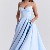 Luce - Satin Tulle Midi Dress