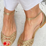 Isadora | Golden Woven Sandals