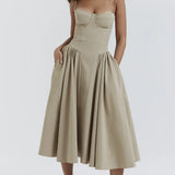 Nina - Sleeveless Corset Midi Dress