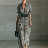 Zahara - Pleated long dress with a belt