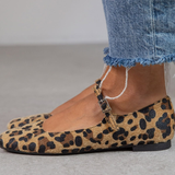 ANIMAL PRINT BALLET FLATS WITH STRAP