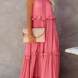 Ilona - Halterneck Dress With Ruffles and Maxi Pockets