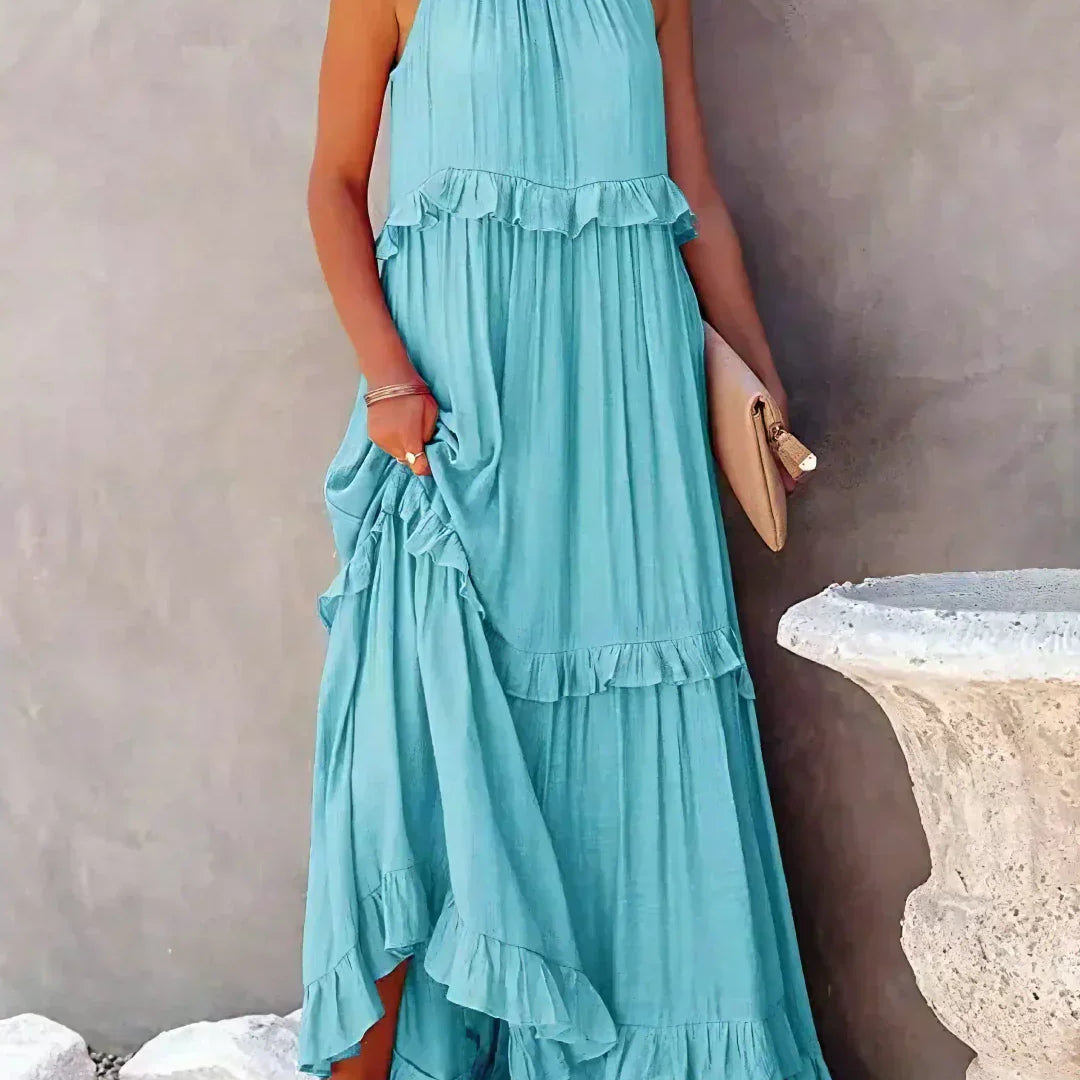 Ilona - Halterneck Dress With Ruffles and Maxi Pockets