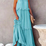 Ilona - Halterneck Dress With Ruffles and Maxi Pockets