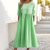 Sophie - Linen and Cotton Midi Dress