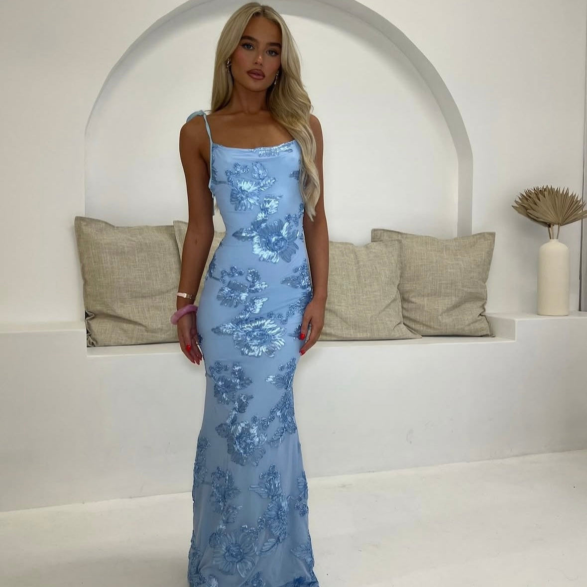 LILY - Floral Maxi Dress With Adjustable Straps