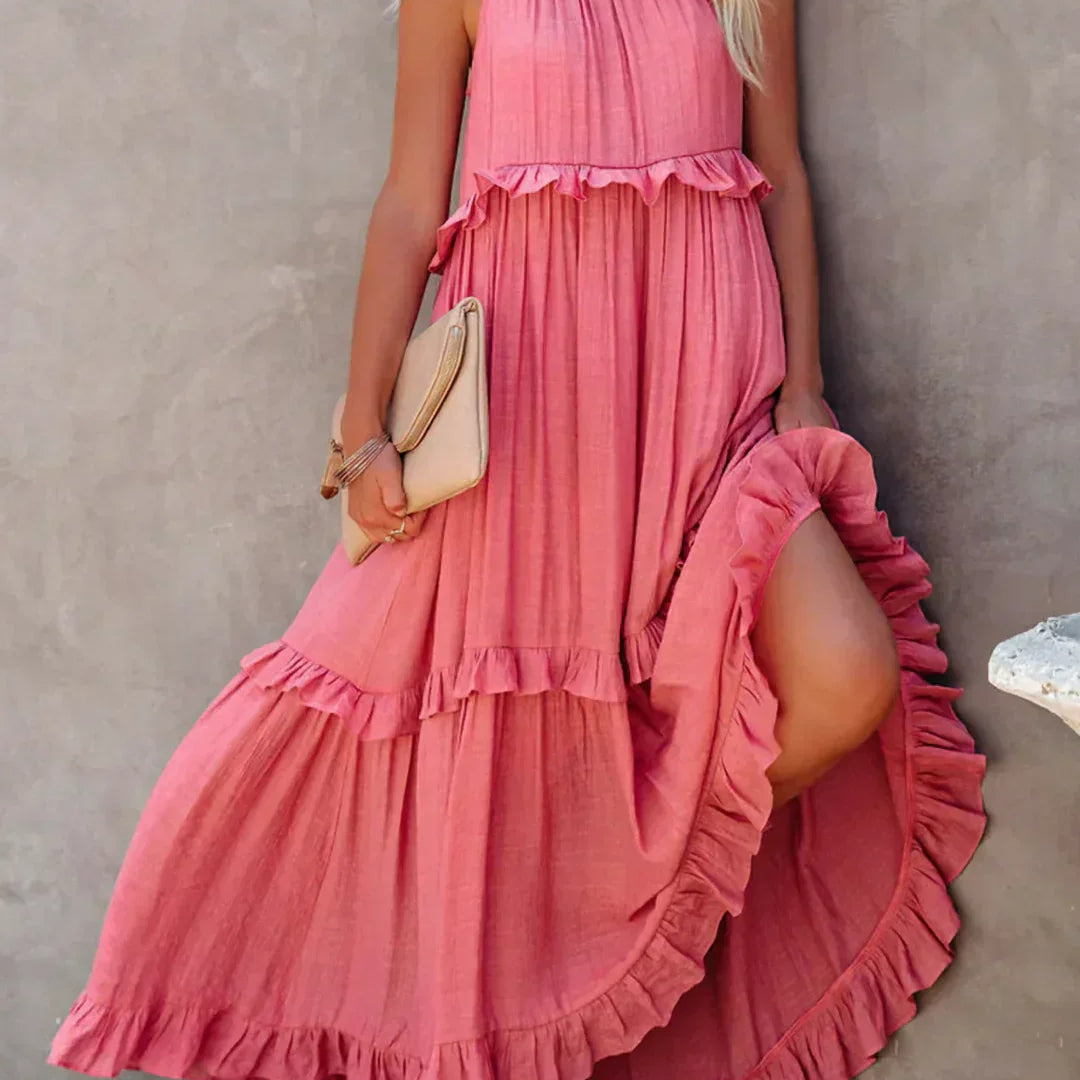 Ilona - Halterneck Dress With Ruffles and Maxi Pockets