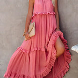 Ilona - Halterneck Dress With Ruffles and Maxi Pockets