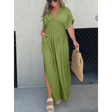 Gisella - V-neck Slit Maxi Dress