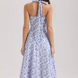 Belle - Daisy Print Halter Neck Midi Dress