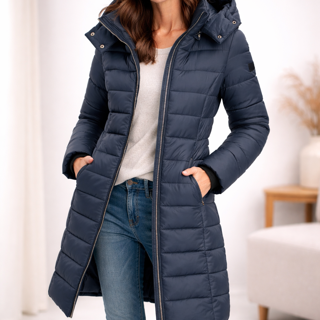 Elisa - Comfortable Hooded And Zippered Down Jacket