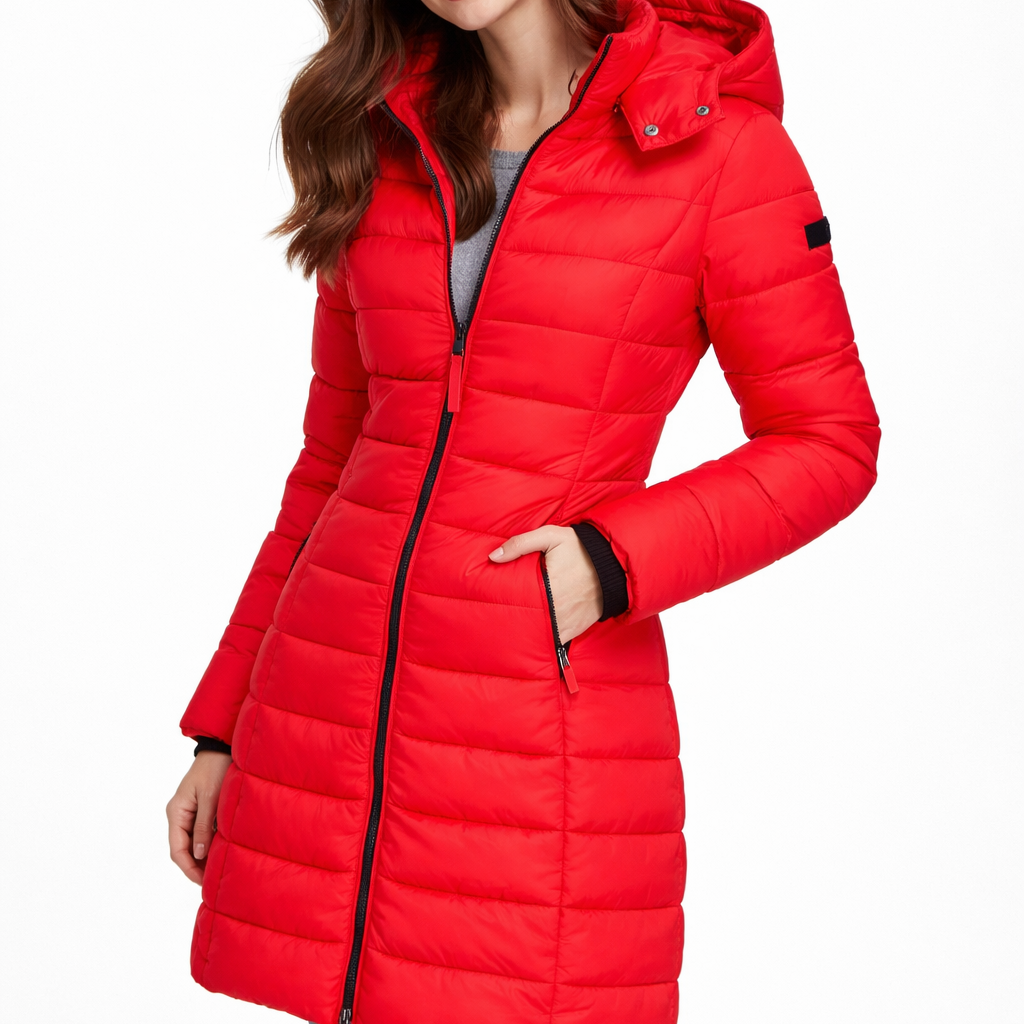 Elisa - Comfortable Hooded And Zippered Down Jacket